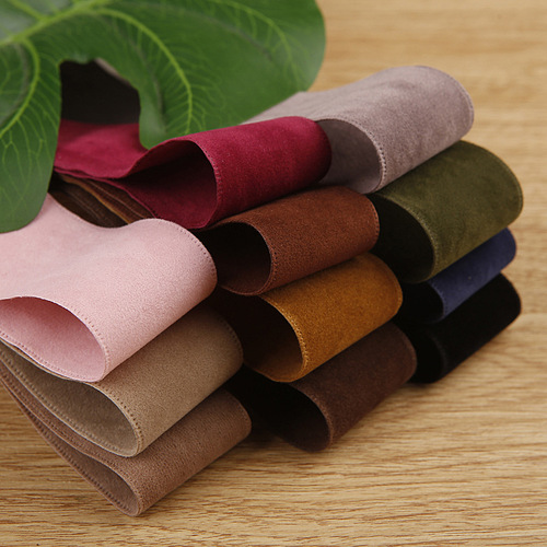 Suede edge velvet fabric ribbon bow hair accessories material clothing shoes flowers straw hat accessories flocking ribbon