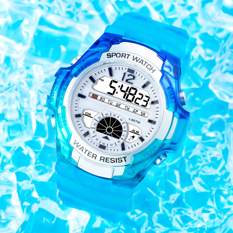 Nuevo estudiante de secundaria multi-funcional deportes al aire libre impermeable reloj electrónico camaleón gradiente transparente reloj fábrica al por mayor