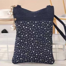 日韩系潮流烫钻包包时尚单肩斜挎包小众设计轻便可爱手机包批发