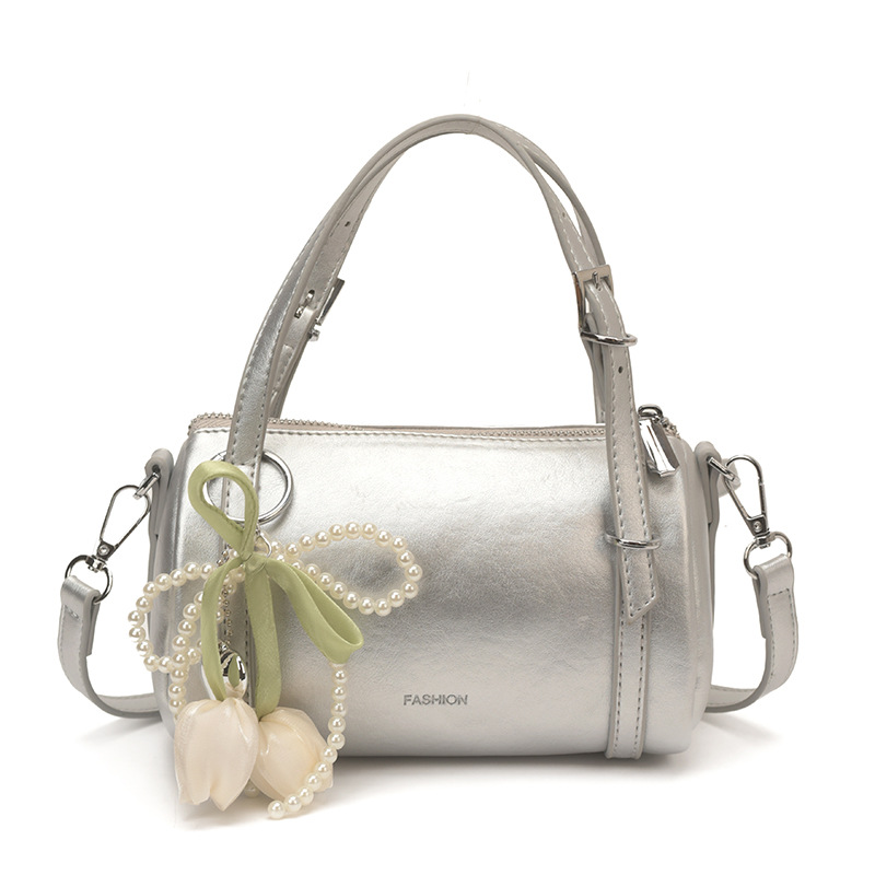 Bolso coreano de Boston para mujeres 2026 nueva moda de verano de hombro mochila sensación diaria bolso de almohada de plata image 7