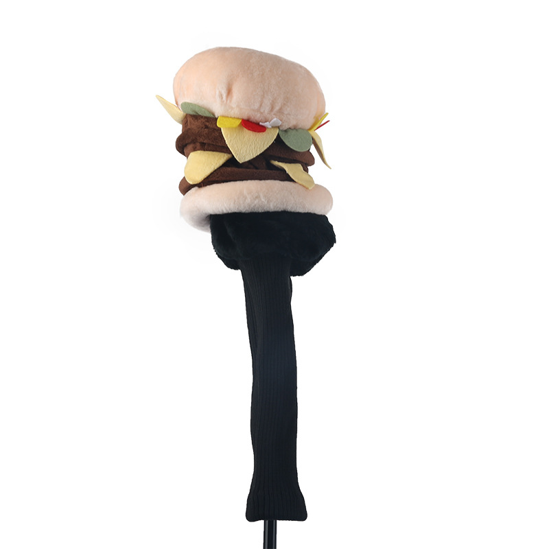 Cubierta de sombrero de hamburguesa de golf transfronteriza cubierta de varilla de dibujos animados de felpa cubierta protectora de cabeza de varilla de madera de hierro de madera al por mayor