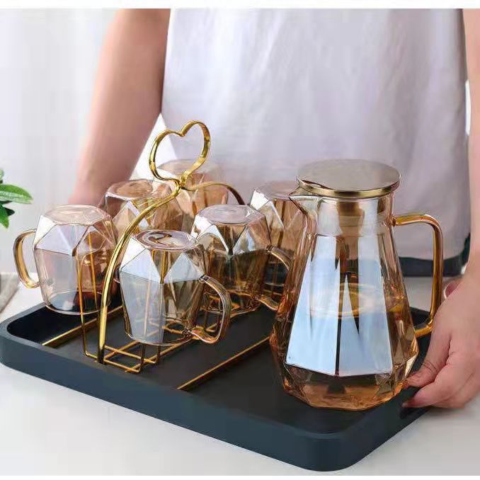 1 냄비 6 컵 1 컵 홀더 1 트레이 샴페인 색상