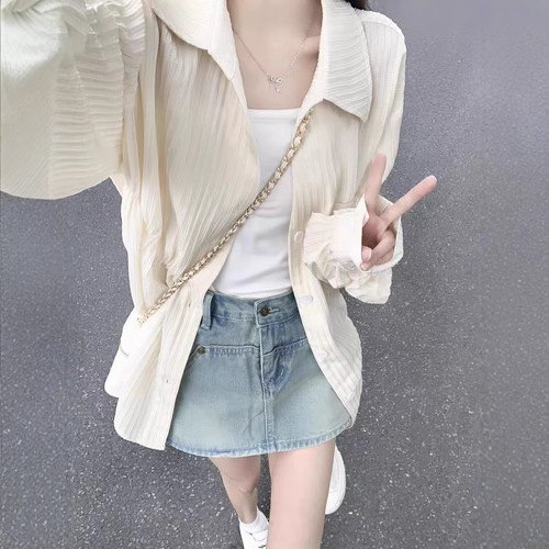 Korean Version Light Mature Checkered Blouse Spring Summer Women's Shirt Hong Kong Style Design Sense Minority Long Sleeve New Arrival Cardigan Coat