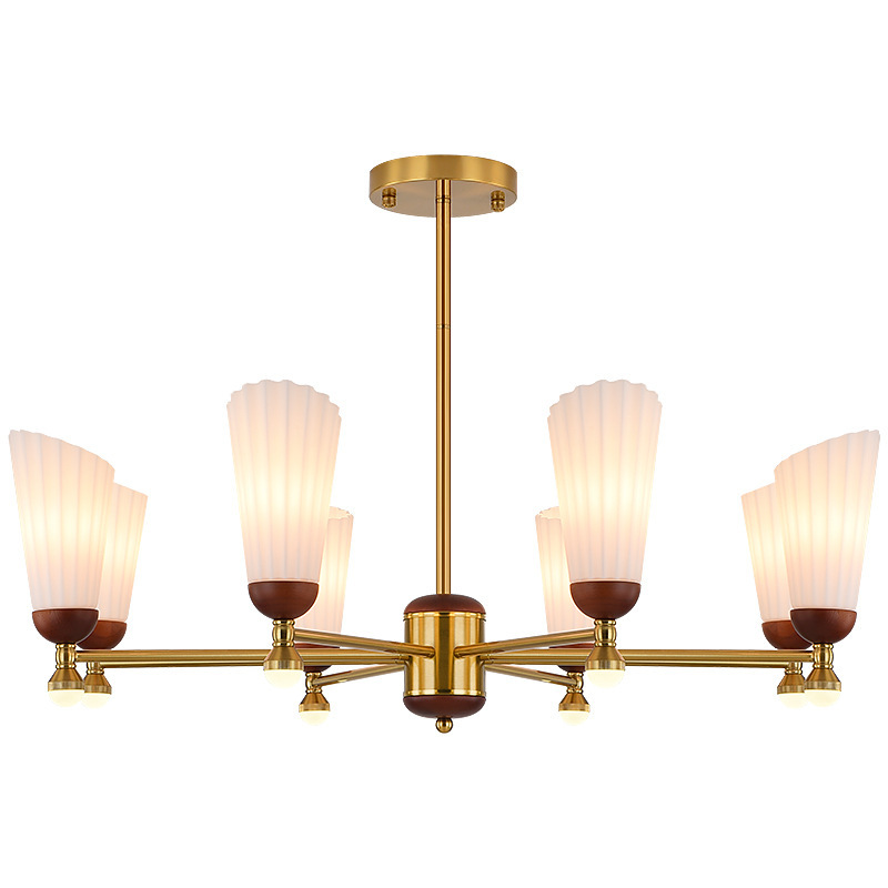 Dormitorio retro lámpara de madera estudio antiguo candelabro francés 2025 lámparas de madera de nuez medieval sala de estar nuevo melocotón