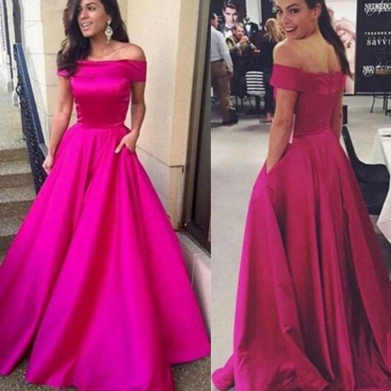 Vestido de noche de satén con un solo hombro, nuevo, de Amazon, AliExpress y Wish, europeo y americano, sencillo, elegante y que estiliza la figura.