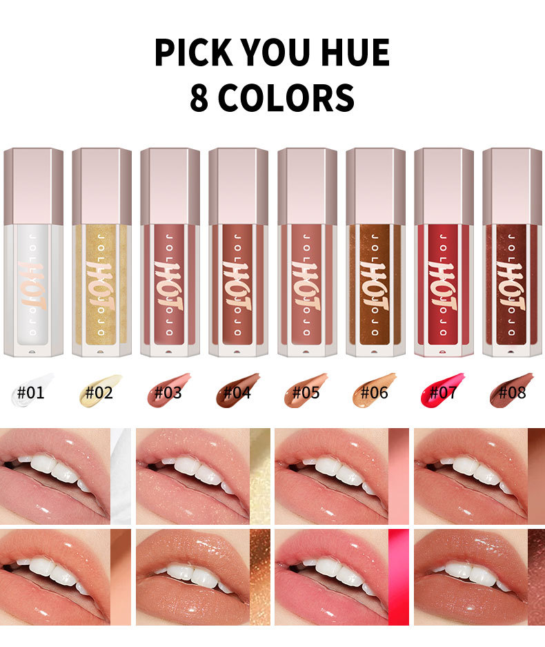 2023 Nuova vendita calda Otto colori Labbra trasparenti Miele Acqua Gloss Specchio Labbra Smalto Idratante e idratante Rossetto Trucco_voghion.com