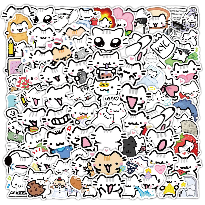 72枚のラインの子猫のステッカーかわいい漫画のシンプルな子猫の装飾の携帯ケースのノートパソコンの防水は絵を貼ります。|undefined