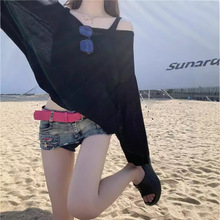 女孩穿搭纯欲辣妹针织防晒衫上衣夏季薄款宽松显瘦罩衫T恤镂空