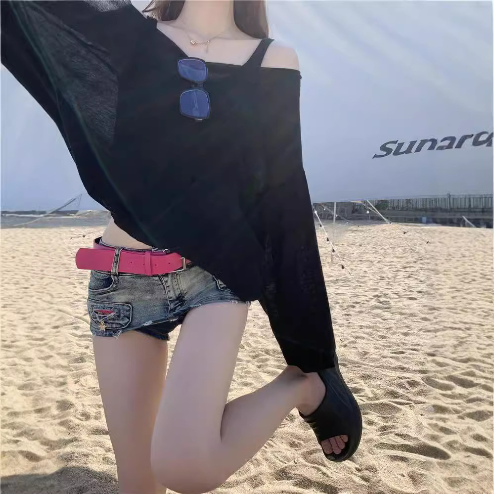 女孩穿搭纯欲辣妹针织防晒衫上衣夏季薄款宽松显瘦罩衫T恤镂空