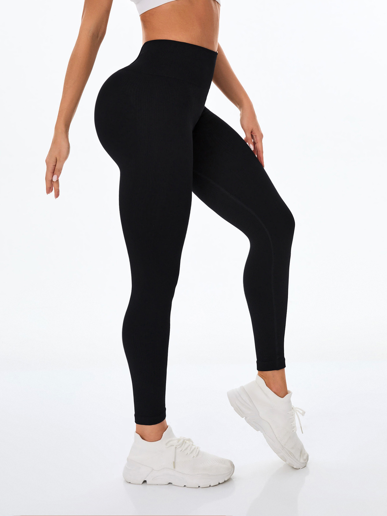 Pantalones de yoga sin costuras de cintura alta de Europa y América, leggings deportivos delgados de secado rápido para mujer
