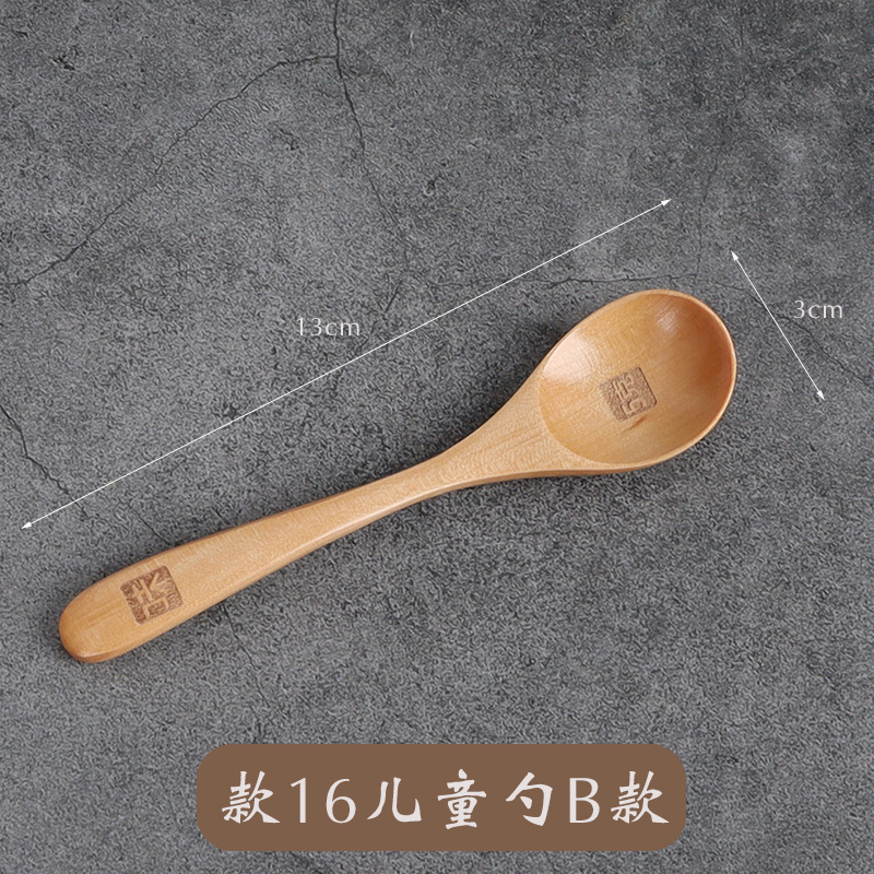 Directo de fábrica anti-escaldar cuchara de los niños de madera chino pequeña cuchara de madera los niños aprenden a comer cuchara de madera en stock al por mayor