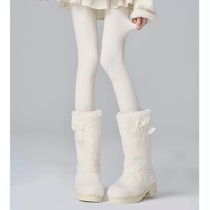 Японская lolita осень-зима теплые нижние носки jk овсяное молоко белое ретро сладость с сапогами снежные колготки