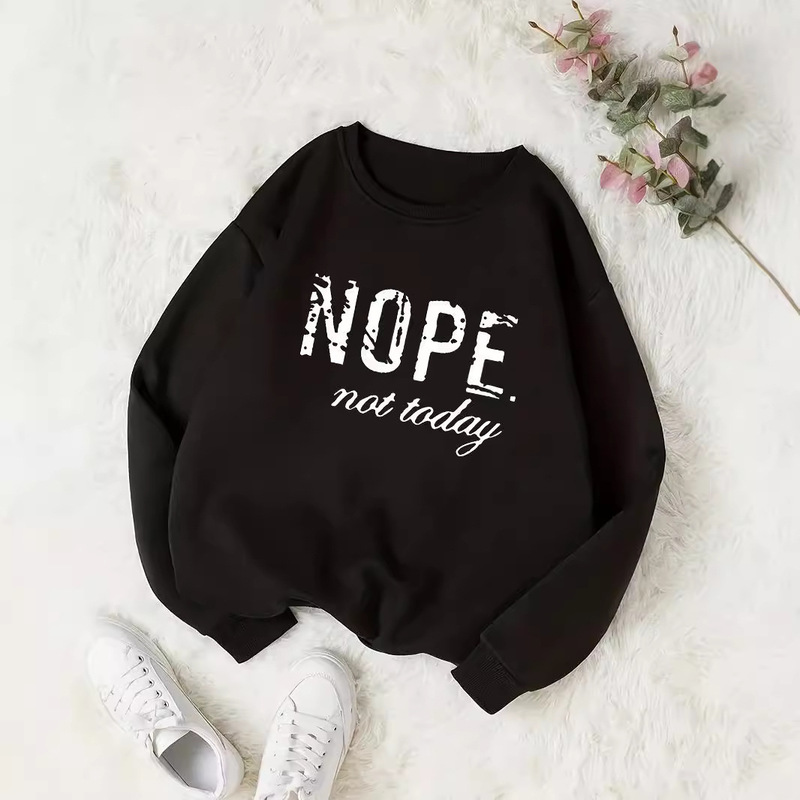 Printed Sweatshirt for Women, Casual Long-Sleeve Round Neck Loose Retro Women's Fashion, European and American Style, Sequined, Japanese and Korean Casual