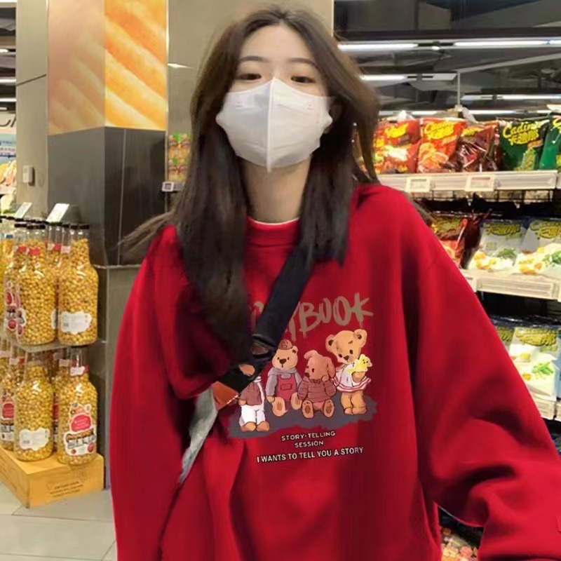 곰 4마리 봄과 가을 스타일 레드