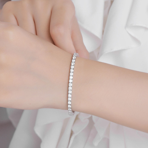 Spring clasp design 10 points 30 points Moissanite bracelet for women pure silver minimalist niche light luxury tennis chain girlfriend gift