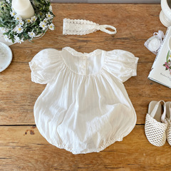 嬰兒衣服夏季韓版女寶寶洋氣公主服百天周歲爬服可愛三角包屁哈衣