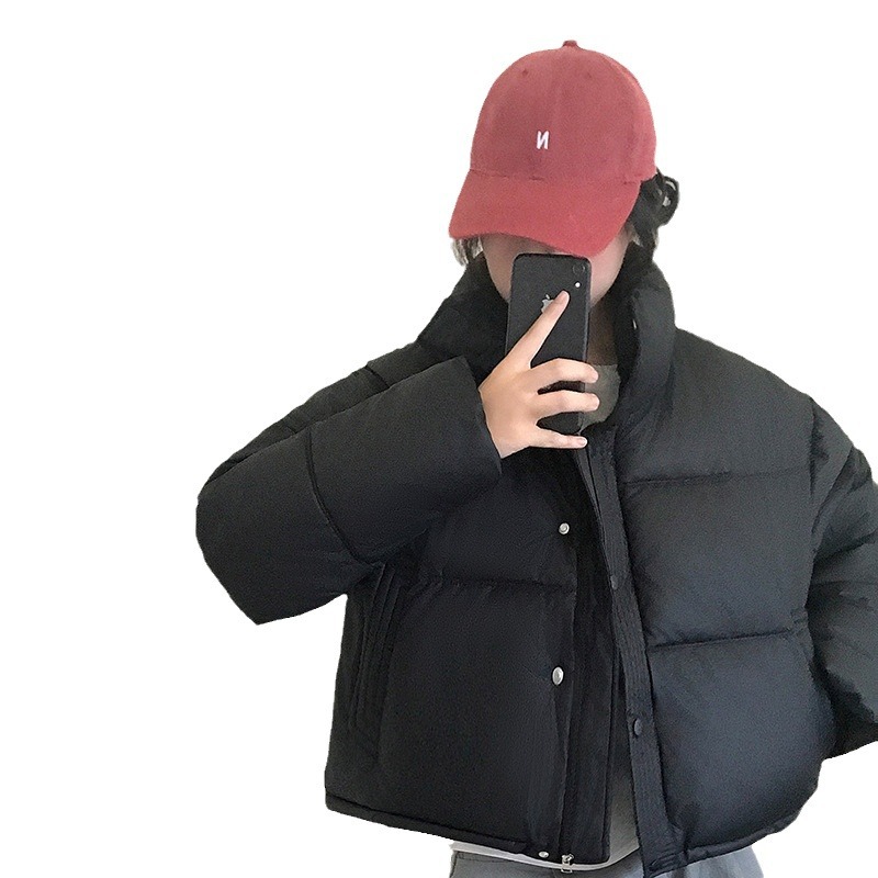 Disparar una nueva chaqueta de algodón de pluma de invierno corto de mujer estilo coreano suelto con capuchón estudiante chaqueta de pan chaqueta image 6