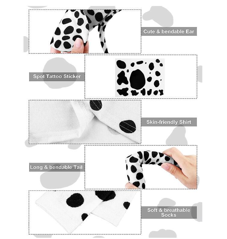 Fascia per capelli dalmata di Halloween, orecchie, guanti, gonna, travestimento per Halloween_voghion.com