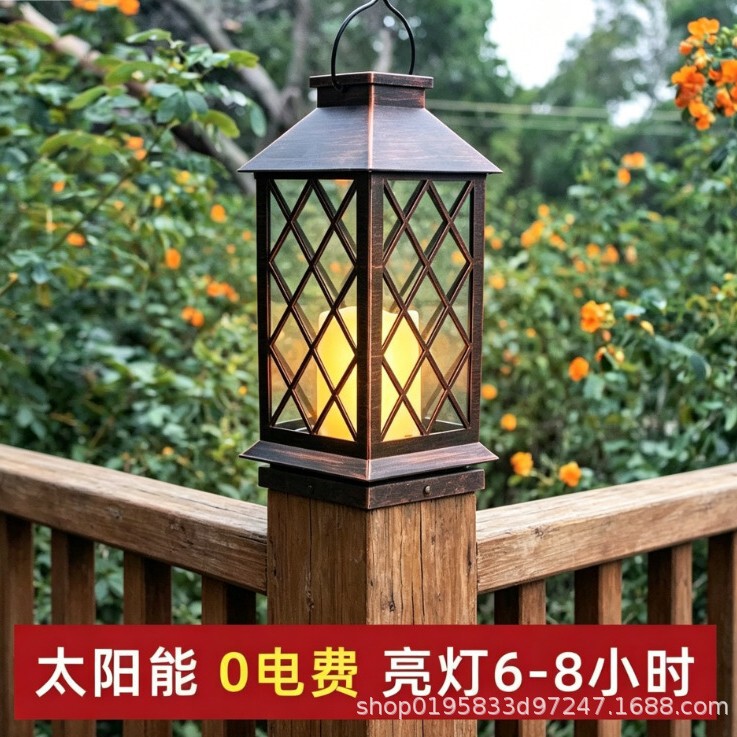 Cross-Border New Retro Outdoor Solar Garden Light Candle Lamp Garden Lawn Landscape Decoration Palace Lantern