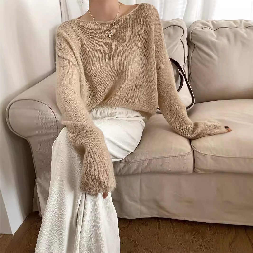 [Real Shot] alta proporción suave mohair suéter de punto primavera y otoño nueva blusa suelta delgada corto superior image 5