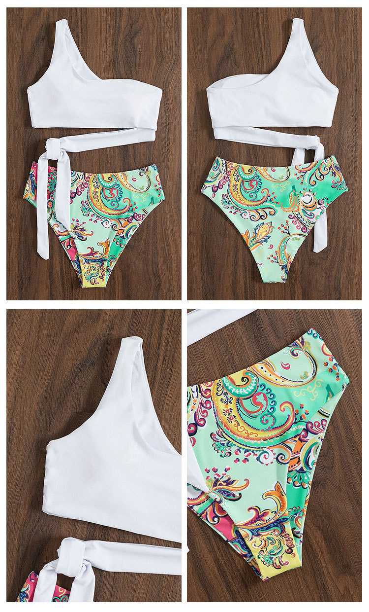 Biquíni sem alças de ombro único 2024 multicolorido sexy rendas até maiô praia tanga natação terno de primavera quente para mulheres_voghion.com