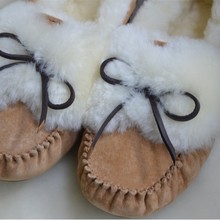 河南桑坡村澳洲羊皮毛一体羊毛加绒休闲毛毛豆豆鞋女雪地靴蝴蝶结