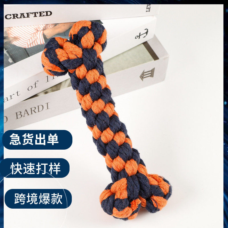 Juguetes para mascotas regalos de Halloween cuerda de algodón huesos perros molars cuerda nudo tejido fábrica de juguetes de entrenamiento de perros al por mayor