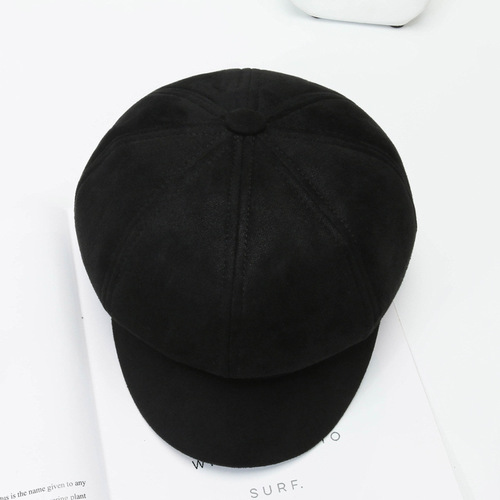 Hats for Women Autumn and Winter Fashion Matchable Octagonal Hat Korean Version British Retro Solid Color Duckbill Hat Beret Hat Makes Face Look Smaller