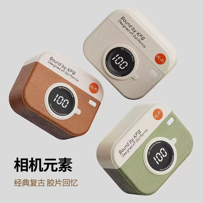 新款私模X73复古式无线入耳式蓝牙耳机皮纹复古相机外观超长续航