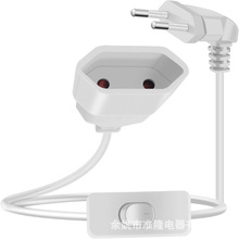 带开关的欧规电源延长器2.5A 电源线2x0.75 mm2 90度电缆延长线