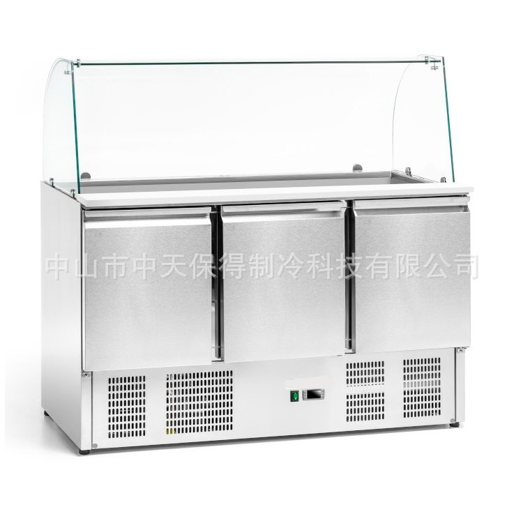 欧款开槽沙拉台保鲜展示柜小菜冰箱冷藏披萨台冰柜卖水果捞操作台