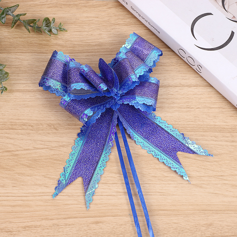 Cross-border 50 high-end gran mano tirado de flores brillo iris encaje lazo-atado regalo de navidad cinta decorativa