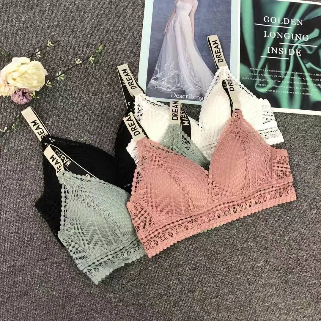 Bra de encaje del sudeste asiático, ropa interior de mujer, bra de copa triangular francesa, verano sin anillo de acero, copa delgada, algodón sexy y cómodo para la piel