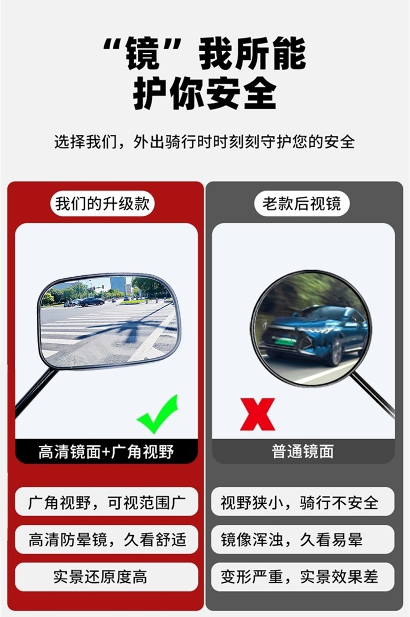 Suitable for the Original Reflector Mirror of the Saige Black Knight Electric Vehicle, the Black Knight Rearview Mirror, Square Universal Type