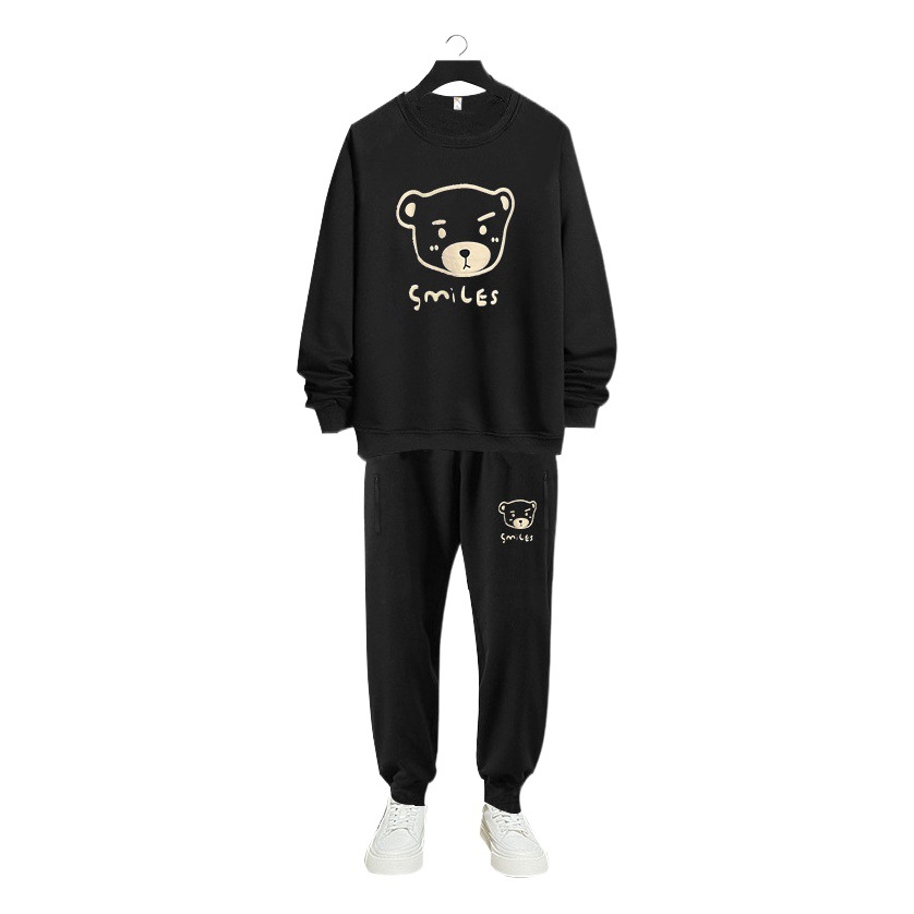 DW1027-DK2027 extra large size suit sports cotton fleece-lined fat sweater pants men's autumn and winter Plus