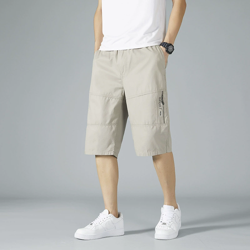 Men's cotton trousers, summer thin beach shorts for leisure, for middle-aged man, oversize