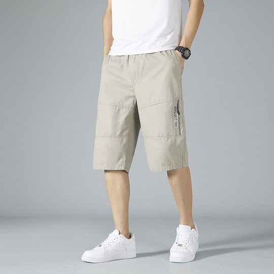 Cotton Capri Pants Middle-aged Men's Cotton Shorts Dad Summer Thin Casual Pants Beach Loose plus size Pants