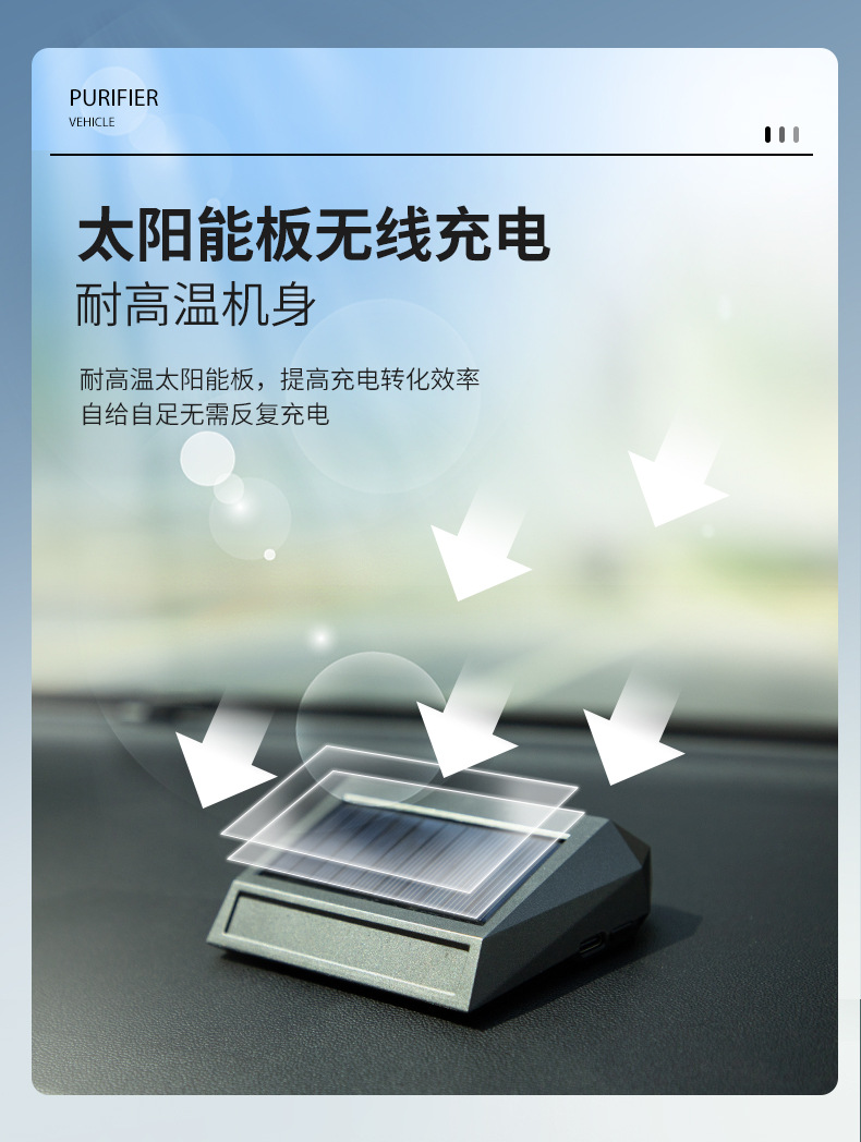 Smart Solar Car Air Purifier Removes Odor Ion Car Purifier Ozone Silent