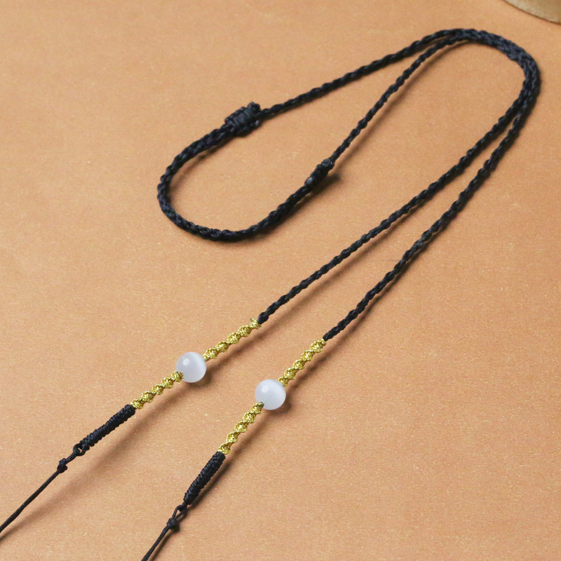 Double-Hole Pendant Necklace Cord, Detachable Lead, Hand-Woven Adjustable Black Cord Necklace Strap Double-Hole Pendant Necklace Cord, Detachable Lead, Hand-Woven Adjustable Black Cord Necklace Strap