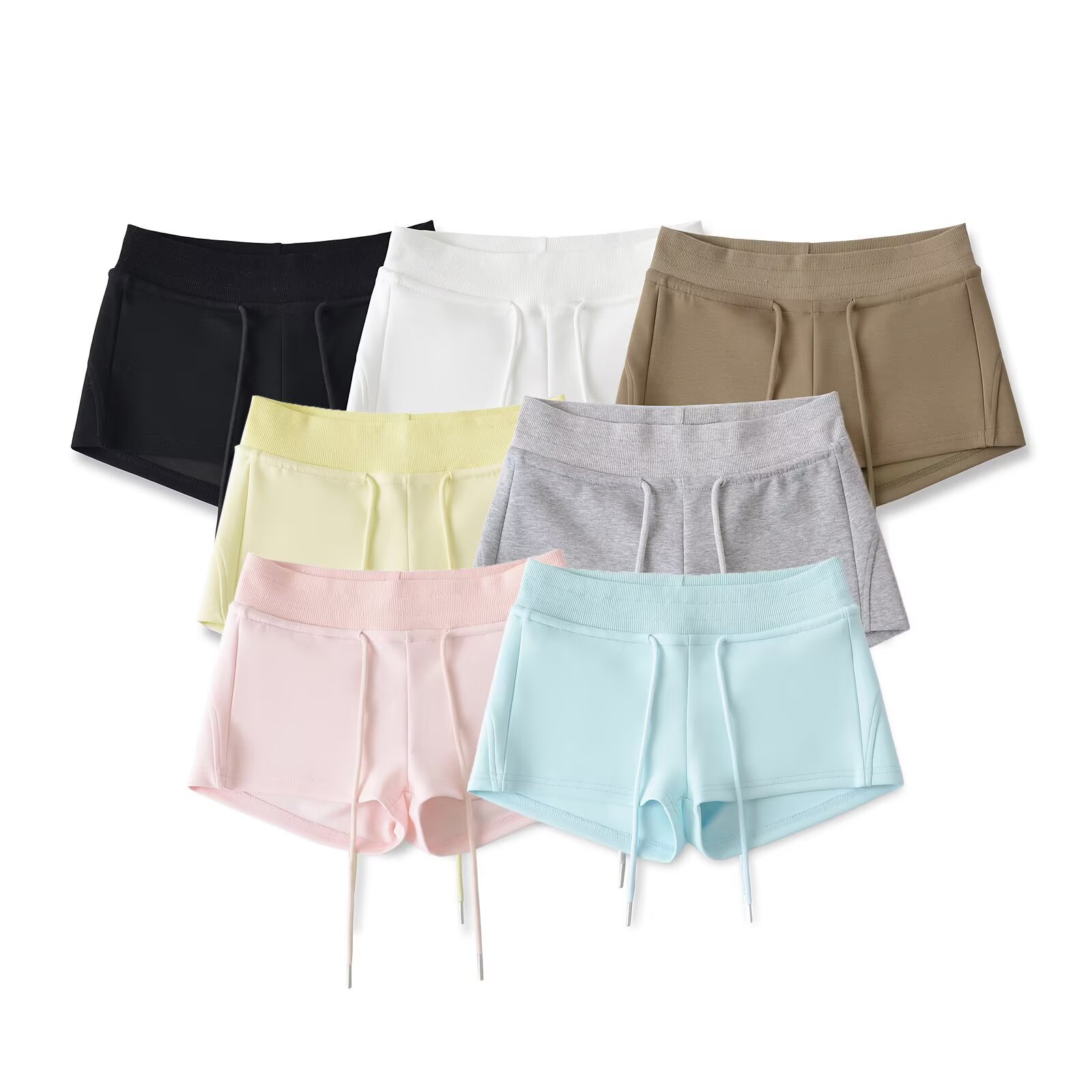 Women's Summer Sports Slimming Yoga Fitness Shorts with Elastic Waist, Wide-Leg Casual Pants, European and American Style, New Drawstring Cotton