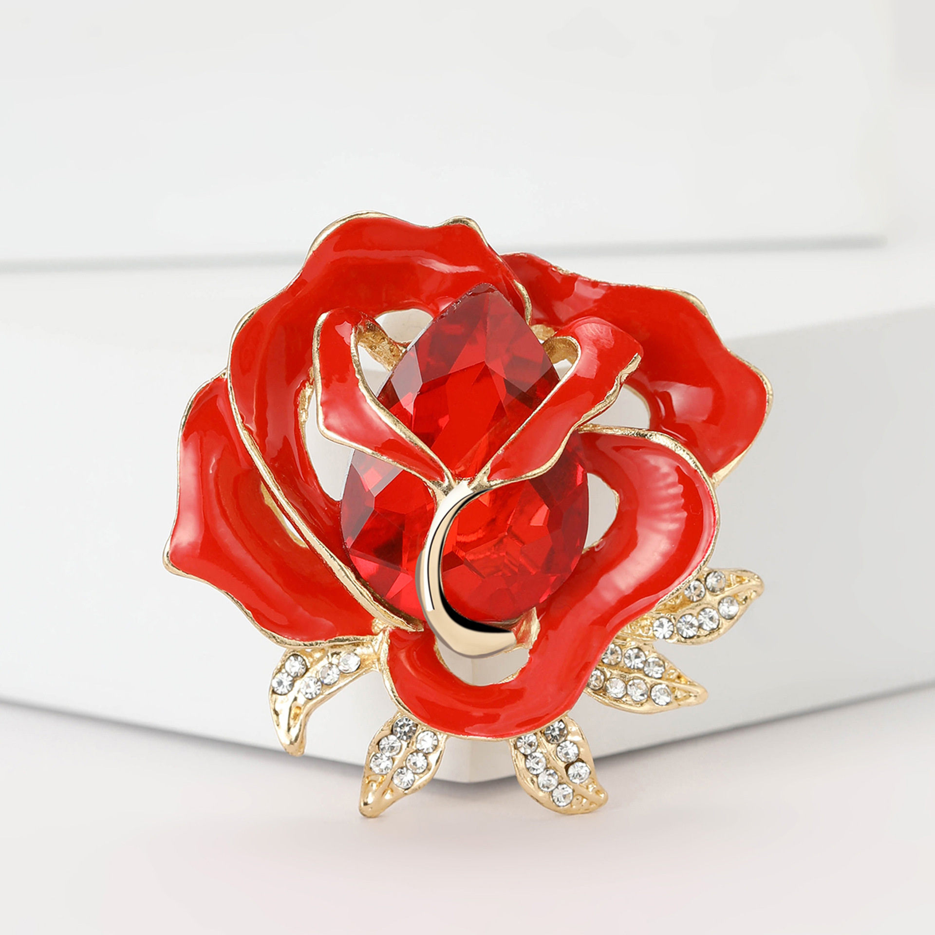Alloy Material Elegant Vintage Style Streetwear Pin Rose Alloy Enamel Women's Brooches