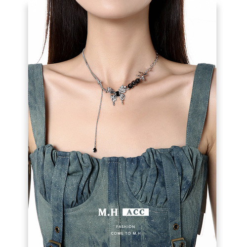 Liquid Butterfly Asymmetric 925 Silver Earrings for Women, Wholesale, European and American Cross-border, Personalized, Versatile, Tassel Earrings