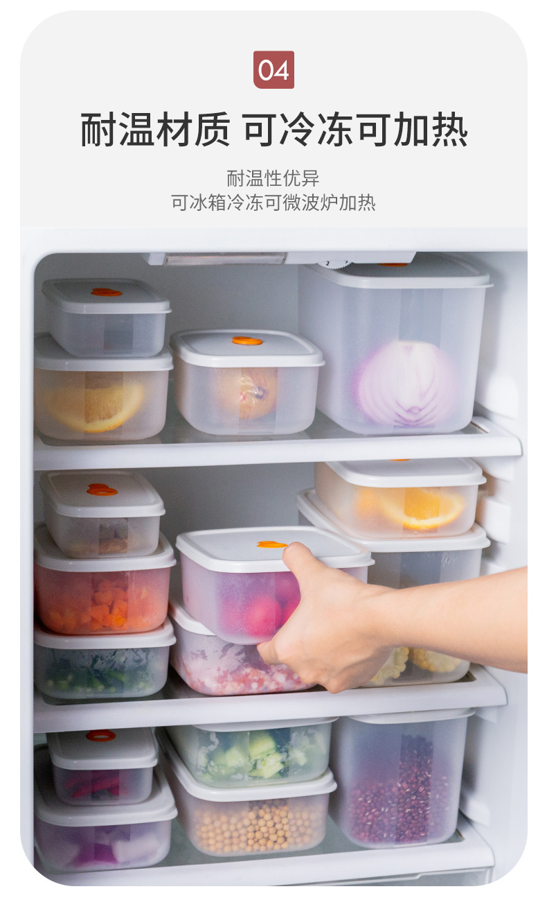 日式食品级冰箱保鲜盒 葱姜蒜储存盒 外带水果盒微波炉分装便当盒详情6