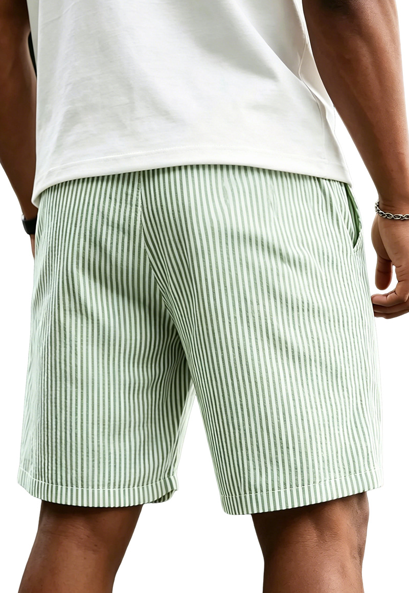 Men's Plaid Striped Sports Capri Pants Loose Fitting Plus Size Casual Summer Shorts_viptrois.com