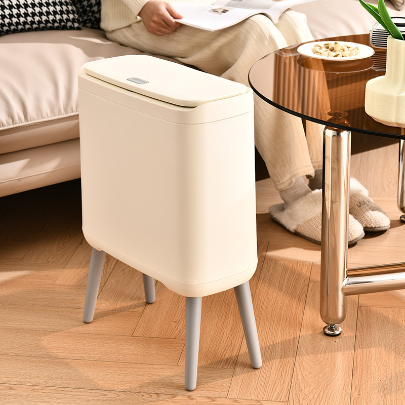 Toilet waterproof trash can gap-type high-leg large-capacity trash can automatic packing with lid deodorant paper basket