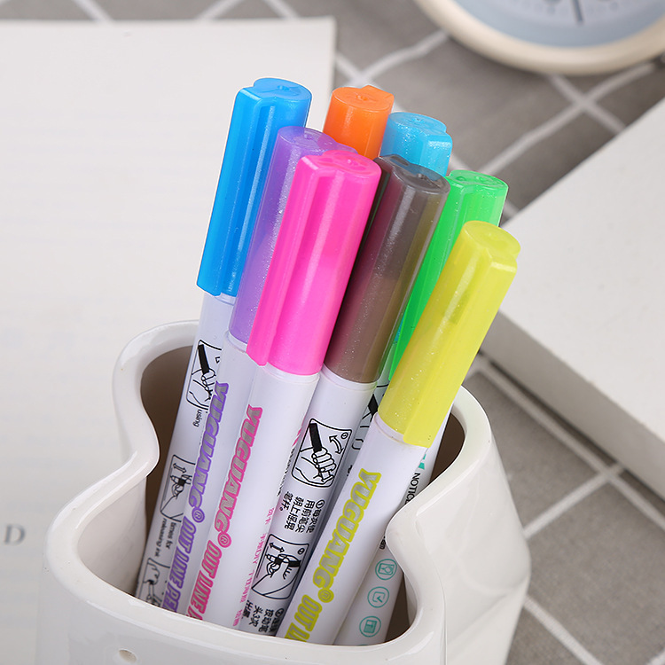 8色雙線輪廓筆熒光標記筆彩色手帳筆閃光diy多功能輪廓筆盒裝批發