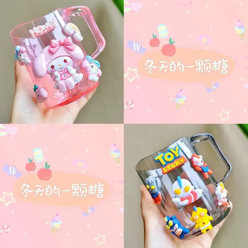 Semi-transparent curved cup-double transparent pink-Melody + Ultraman