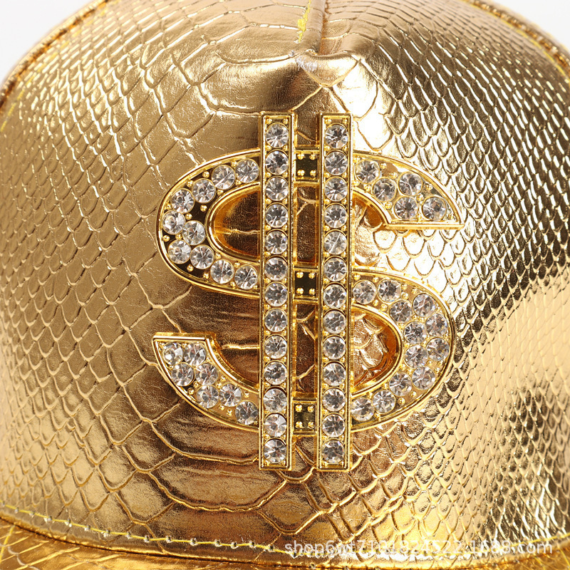 Crocodile Pattern Gold Dollar Sign Hip Hop Baseball Cap Trendy_voghion.com