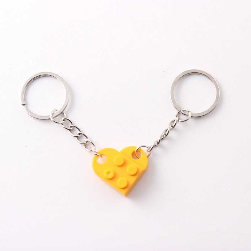 Dos en uno bloques de construcción de amor llavero pareja desmontable llavero amistad afecto en forma de corazón Qixi pequeño regalo