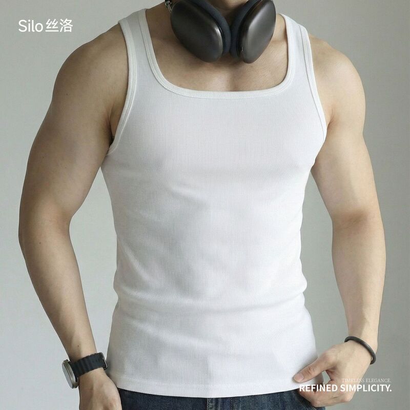 American-Style Threaded Cotton Slim-Fit Vest Sleeveless T-Shirt Base Layer Sports Fitness Vest Men's Summer Style American-Style Threaded Cotton Slim-Fit Vest Sleeveless T-Shirt Base Layer Sports Fitness Vest Men's Summer Style